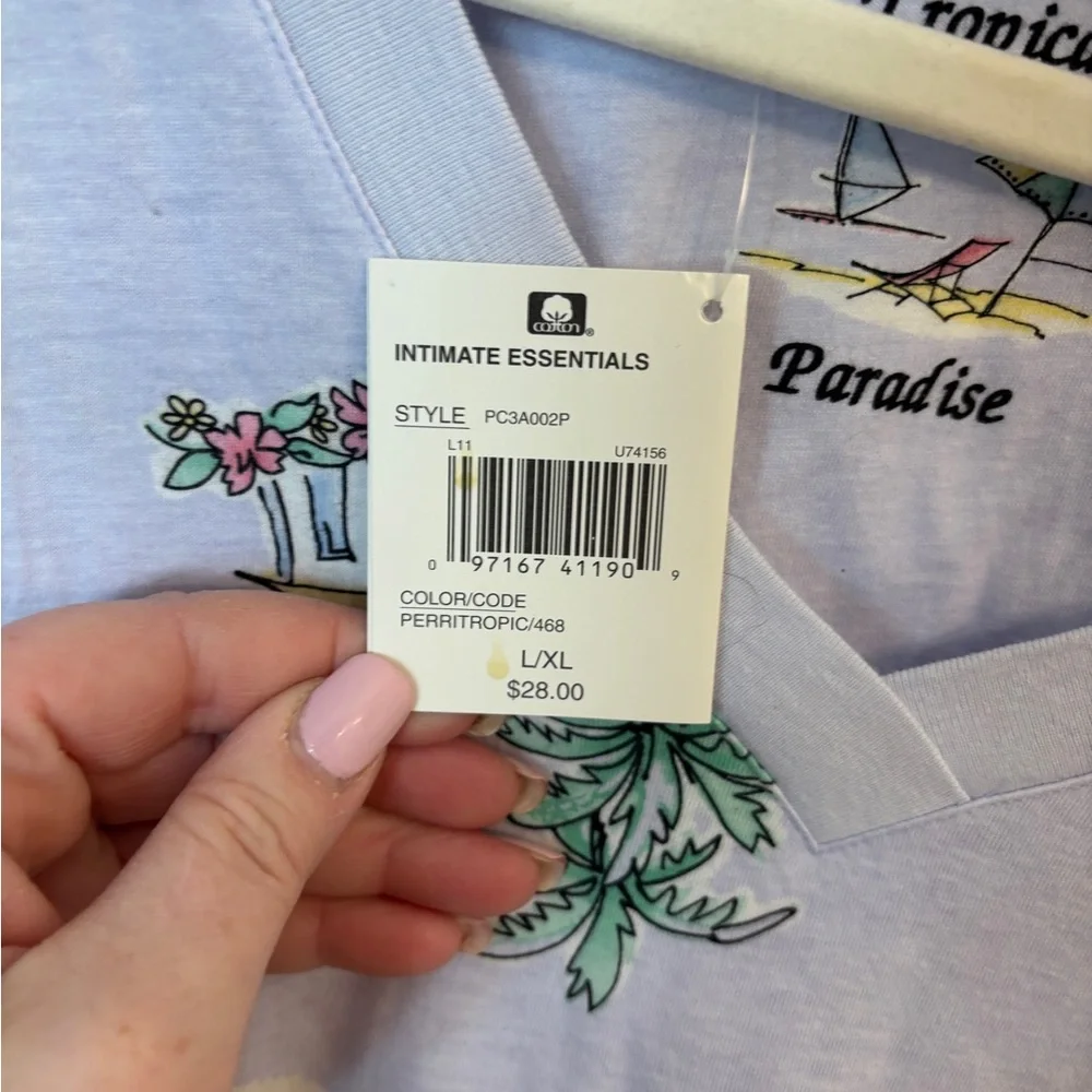 Lavender Beach Print 100% Cotton T-Shirt Nightgown in Women’s Large/XL NWT